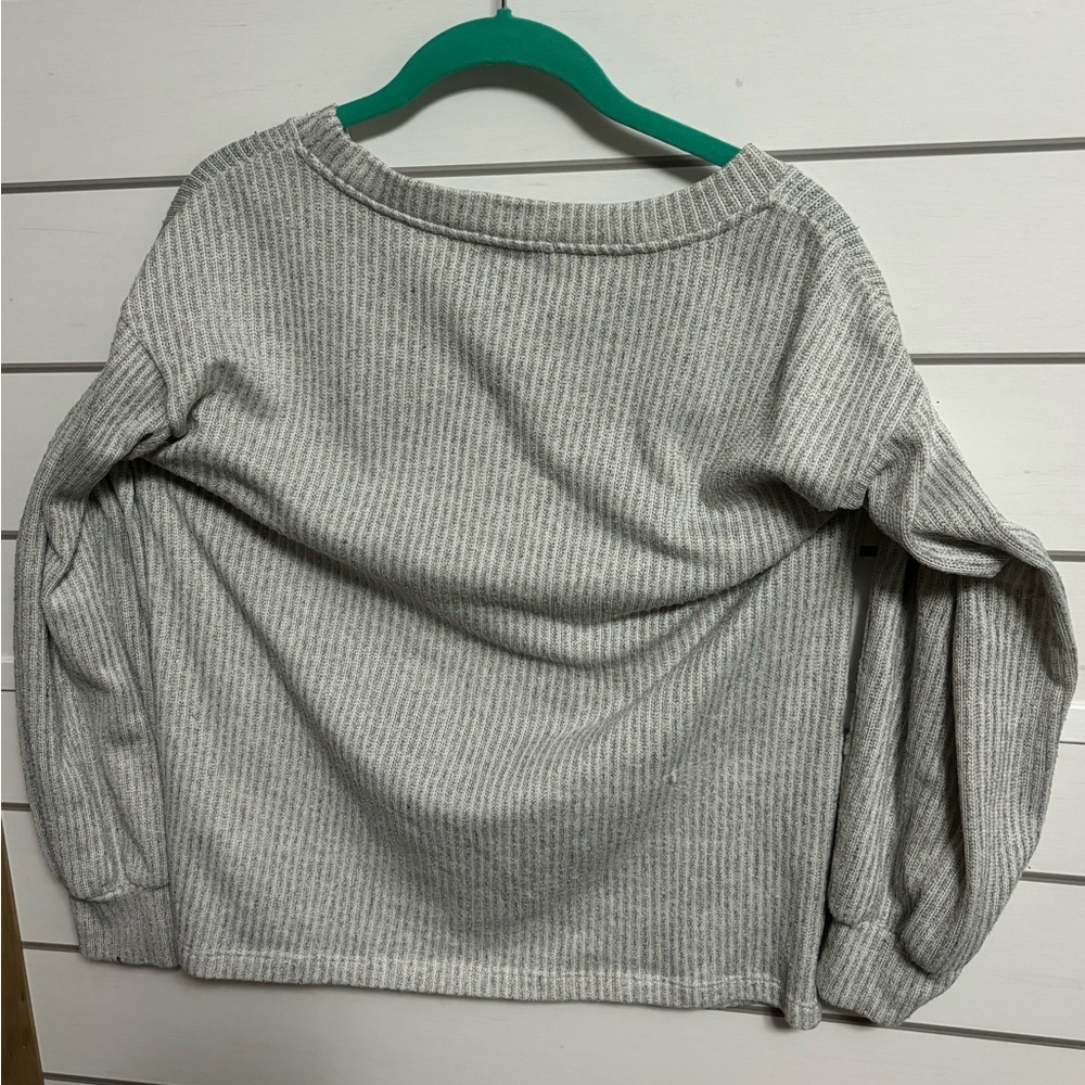 Light Gray and Hot Pink Floral Sweater - Picture 3 of 3